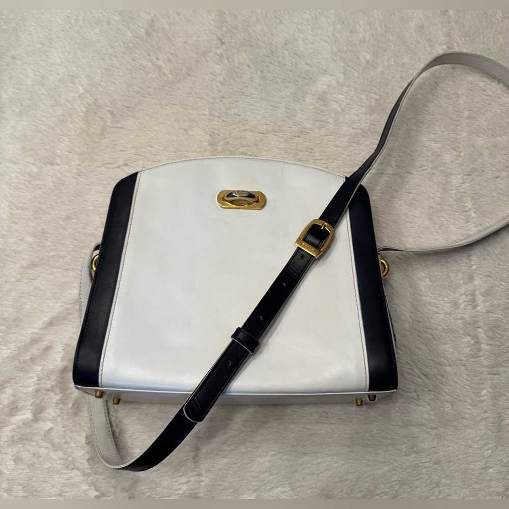 Bally Crossbody Rare Vintage Deep Navy Blue & White - Picture 2 of 14